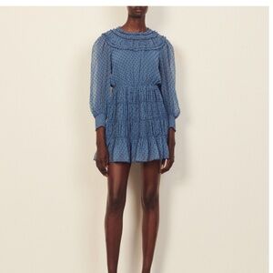 Sandro Short draped and ruffled dress